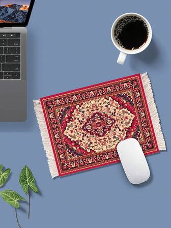 流苏鼠标垫，波西米亚风格，可作餐垫、杯垫、咖啡杯垫、杯垫、办公用品、学习用品、节日礼物，橡胶底座防滑耐热桌垫，办公腕托，舒适鼠标垫，办公桌配件，鼠标垫，桌面鼠标垫