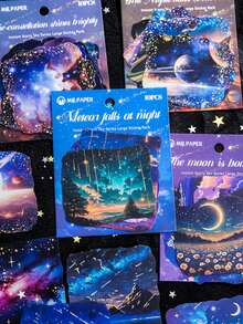 Conjunto de adesivos com tema romântico de céu estrelado, 10 unidades/pacote, adequado para presentes, escritório, casa, marcação, etiquetas, salas de aula, brinquedos, diários de estudantes, materiais criativos para decoração vintage faça você mesmo