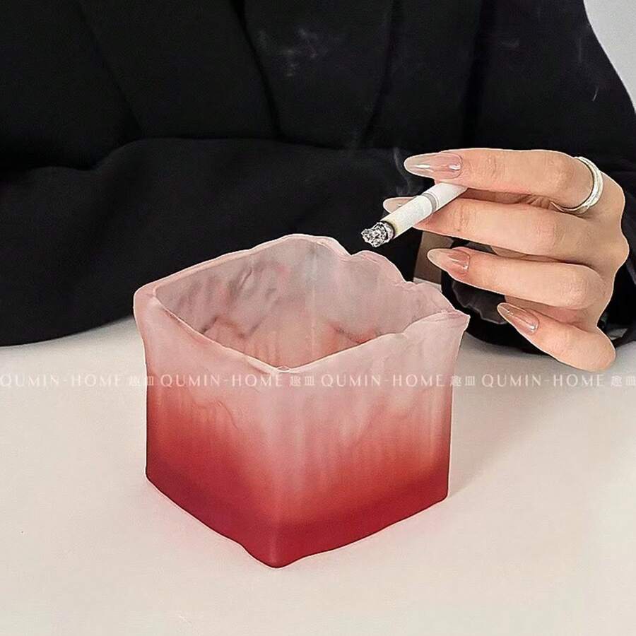 Estilo Ins Moda Clásica Creativa Hogar Dormitorio Hotel Oficina Cenicero de Cristal Glaciar Cenicero de Alta Gama Nicho Creativo Oficina Hogar Sala de Estar Ornamentos Hogar Oficina Cenicero (2 Piezas)