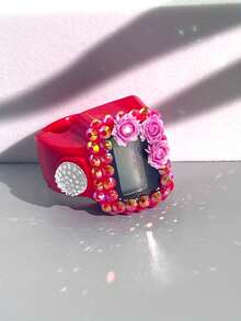 1pc Portable Rhinestone Flower Tally Counter, Manual Ring Mini Counter Without Battery, Finger Counter, Ring Button Counter, Suitable For Knitting Counting