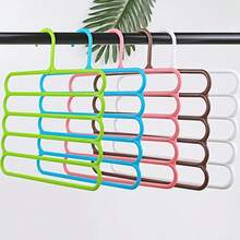 5-Layer Clothing Storage Rack Organizer With Clothes Hanger And Pants Hanger, Durable Plastic Material, Easy Assembly Home Closet Organization, Space Saving Wardrobe Display Stand For Bedroom Decor - Multicolor - View 11