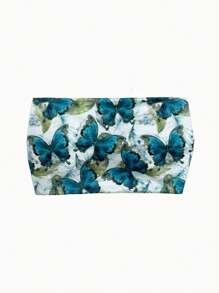 1pc Retro Butterfly Print Headband, Non-Slip Knotted Headscarf, Elegant Versatile Boho Style Headband, Elastic Wide Headband, Absorbent Headband For Exercise Yoga, Cute Headband For Women Hair Accessories Sports Hair Bands Women Turban Running Hair Wrap Cycling Sweatband Autumn Accessories Women Bandana Fashion Head Wrap Fall Head Band Winter For Vacation Outfits Woman
