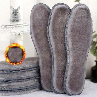 2pcs Self Heating Insoles Thermostatic Thermal Insole Faux Rabbit Fur Insole Winter Boots Pad Sole Thermal Insoles Plush Pads It Is Recommended To Take One Size Larger, Winter Gift Ideas