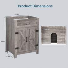 Bathroom Vanity Under Sink Pedestal With 2, Basin Cabinet With Adjustable Shelf, White - 24吋 - 水洗灰 - 查看 5