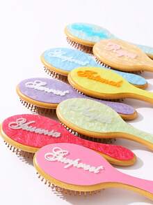 1件个性化女士时尚亚克力闪光大理石纹理名字定制发梳，独特的伴娘礼物，定制伴娘发饰，圣诞节美容配饰，少女时代 - 彩色 - 查看 7