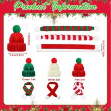 5套（10件）迷你针织帽迷你圣诞围巾套装，迷你圣诞老人帽，可用于手工制作、迷你圣诞装饰、圣诞树挂饰，适用于DIY工艺品、雪人玩偶