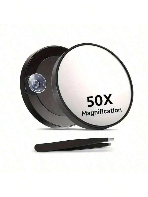 1pc-Cosmeria 50X Magnifying Mirror With Suction Cups And Tweezers, 40X Cosmetic Mirror With Powerful Magnification For Precise Makeup And Eyebrow Hair Removal,Makeup,Cheap,Room Decor,Vanity,Travel,Bedroom,Makeup Accessories,Mirror,Vanity Mirror,Mini Mirror,Compact Mirror,Mirror Small,Hand Mirror