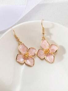 1 Necklace, 1 Pair Earrings, 4 Petals Colorful Enamel Pendant, Neurotransmitter Design Sweet And Fashionable Jewelry Set For Women, Suitable For Daily, Vacation, Party And Gift - Set - View 16