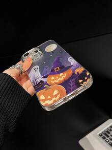 Spooky Pumpkin Personalized Phone Case Compatible With IPhone 16 Pro Max, 15, 14 Plus, 13, 12, 11 Protective Cover - Fine Hole Feather Yarn - View 4