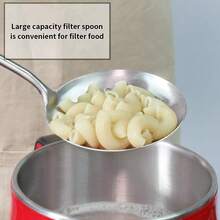 Newness Slotted Spoon, [Rustproof, Heat Resistance, Integral Forming] Durable 304 Stainless Steel Skimmer Spoon With Vacuum Ergonomic Round Handle, Cooking Strainer Spoon For Kitchen, 15.47 Inches - 銀色 - 查看 6