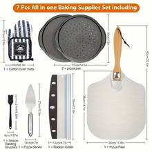 TAIMASI Premium Pizza Stone Set - Large Thermal Shock Resistant Baking Stone For Oven & Grill | Includes Peel Paddle & Cutter - Essential For: • Labor Day Backyard Cooking • Thanksgiving Holiday Baking • Christmas Gift For Home Chefs • New Year's Culinary Resolutions - Black - View 2