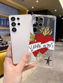 1pc Vintage Heart Transparent Soft TPU Phone Case, Anti-Fall Anti-Scratch Anti-Fingerprint, Precise Camera Cutout, Compatible With Samsung, Nothing, Pixel, INFINIX, Redmi - Clear - View 1