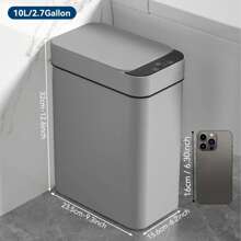 1pc 12L Automatic Touchless Trash Can, Waterproof Electric Slim Plastic Smart Garbage Bin, Grey, Batteries Not Included - Multicolor - View 11