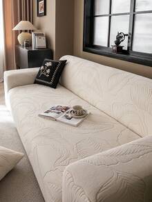 1pc Solid Color Stretch Sofa Cover, Minimalist Design Pet-Friendly Anti-Slip Anti-Dirty Anti-Scratch, Suitable For All Seasons, Machine Washable, For Living Room Bedroom Office Single/2/3/4-Seater Sofa - Màu be - Xem 6