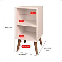 Small Retro Bookshelf Bedside Table Various Colors Charm - Beis - Ver 6