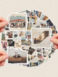 50pcs Graffiti Rip Photo Stickers Personalised Art Design Patterns For Notebooks Office Supplies & Accessories Decorations Self-Adhesive Decals Non-Repeating Great For Holiday Gifts And Christmas Halloween! - Multicolor - View 2