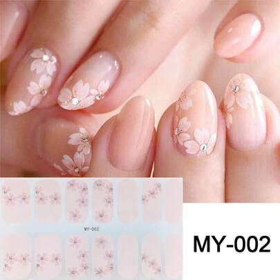 1 Sheet Nail Polish Sticker Set, Summer Nail Art Stickers, Self-Adhesive Nail Polish Stickers, Waterproof & Long-Lasting, Fashionable Gel Nail Stickers, DIY Nail Supplies Nails