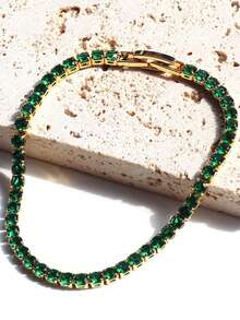 1pc Stainless Steel Minimalist Zirconia Tennis Bracelet For Women, Suitable For Dating, Party And Office Wear - Tennis Bracelet - View 6