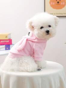 1pc Pet Clothes, Cute Rabbit Hoodie For Small Dogs & Cats, Easter Outfit - Pink - View 5