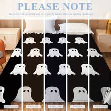 1pc Glow-In-The-Dark Ghost Pattern Flannel Blanket. Made Of High-Quality Flannel Fabric, Soft And Skin-Friendly, More Suitable For Young People. It Is Warm And Comfortable, Suitable For Sofa, Bedroom And Travel, And Is An Excellent Gift For Friends And Classmates. - Multicolor - View 5