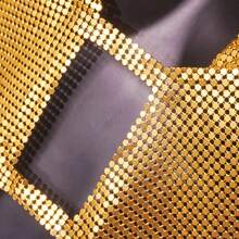 Sexy Golden Nightclub Outfit Women Metal Mesh Party Dresses Geometric Guipure Lace Metallic Sequin Tassels Chainmail Dress - 金色 - 查看 7