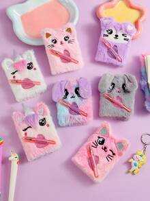 1 st barns söt katt och hund mini anteckningsbok med pennficka bärbar liten dagbok student presentbok