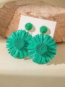 imoli 1 Pair Bohemian Style Rattan Flower Design Earrings, Suitable For Women, Beach Party, Gift - 27638-colour - View 15