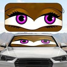 1pc Cute Big Eye Car Sun Visor, Fashionable And Interesting Sunshade, Easy To Install, Suitable For Various Car Models, With Heat Insulation And Privacy Protection Function, Keeps Your Car Cool, Foldable For Easy Storage