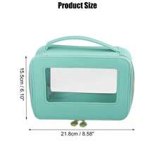 Bolsa de maquillaje transparente, organizador de viaje de cosméticos y estuche para brochas de maquillaje, bolsa de almacenamiento de maquillaje transparente y de tocador para mujeres - Verde - Ver 4