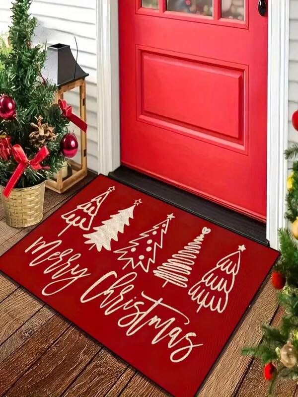 1pc New Christmas - Merry Christmas - Christmas - Christmas Decor - Christmas Tree Doormat Carpet - 900g/㎡ Soft Velvet, Machine Washable Durable, Stain Resistant, Quick Drying, Suitable For Indoor/Outdoor Doormat, Home Decor, Room Decor, Bedroom Carpet, Kitchen Carpet, Photography, Props, Outdoor Decor Gifts, Holiday Gifts, Area Rugs, All Season