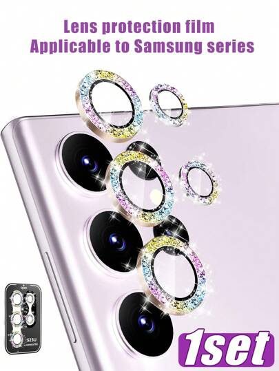 一套摄像头镜头保护膜，兼容三星 Galaxy S25 Ultra、S25、S25 Plus、S24 Ultra、S24、S24 Plus、S23 Ultra、S23、S23 Plus 以及 A14、A15、A16、A36、A55、A54、A25 等型号。高清钢化玻璃铝合金边框，后置摄像头镜头保护膜，适合日常、办公和居家使用。晶莹剔透的镜头保护膜，防水、防震、防摔、防刮、防指纹，全覆盖。