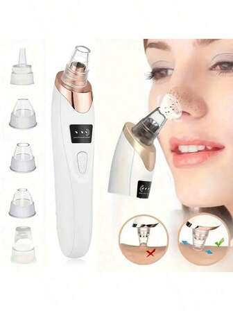 1pc Women Blackhead Remover Pore Vacuum,Facial Pore Cleaner, 5 Suction Power Blackhead Remover Pore Vacuum - USB Rechargeable Facial Pore Cleaner Kit For Adult Extractor Tool Multifunctional Cleaning Instructment