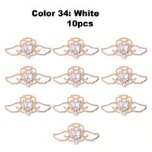10pcs Mixed Color Baroque Style Alloy Vintage Hollow Out Heart & Wing Shaped Faux Pearl Pendant, Diy Jewelry Making Supplies, For Bracelets, Necklaces, Earrings, Hair Accessories, Wedding Dress, Shoes, Clothes, Collars, Curtains Decoration. 41*20mm Valentines