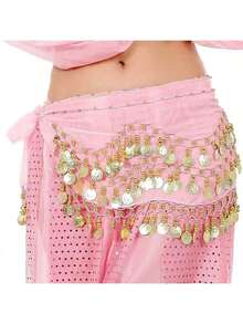 1/2pcs Belly Dance Waist Chain Costume, Metal Mesh Waist Skirt Decor, Coin Waist Belt, Dance Belt, Bohemian Style (Due To Process Issues, The Random Quantity Of Coins Is Not Fixed) - Multicolor - View 5