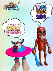 Set Of 8 Brainrots Collectible Figures, Tung Tung Sahur, Assassino Capuchino, Capibarello Cocossini, La Vaca Saturninta, Udin Din Din Dun, Frigo Camelo, Tripi Tropi, Ta Ta Ta Ta Sahur, Brainrot Italian Viral Meme Figures - 彩色 - 查看 2