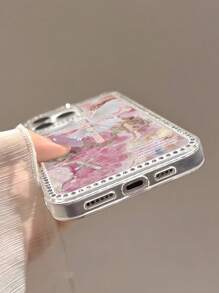 1pc Cross & Slogan Decor Rhinestone Transparent TPU Anti-Fingerprint Phone Case Compatible With IPhone 16 ProMax/16/16E/16 Pro/16 Plus/11/15/15 Pro/15 ProMax/12/13/14 ProMax/XS/XR/11 Pro/11 ProMax/12 Pro/12 ProMax/13 Pro/13 ProMax/7 Plus/14 Pro/14 ProMax/14 Plus, Soft Cover Waterproof Shockproof Anti-Fall Scratch Resistant