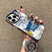 星空图案手机壳，可个性化定制，兼容 16 Pro Max、15/14 Plus、13、12、11，保护套 - 黑色鏡框 彩銀灰 - 查看 5