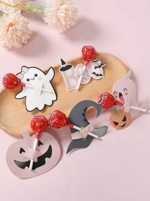 48pcs Halloween Theme Lollipop Card, Different Pattern Lollipop Paper Packaging Card Bag, Halloween Pumpkin Ghost Pattern Lollipop Paper Jam, Halloween Lollipop Packaging Card Bag, Happy Halloween Gifts Bag, Trick Or Treat, Festival Party Room Table Packaging Gifts Lollipop Decor Cards Bag, Halloween Party Gifts, Halloween Decoration, Halloween Gifts, Party Favor