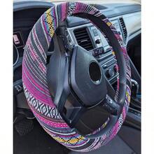 DBoho Steering Wheel Cover For Women Men Baja Blanket Enthic Car Steering Wheel Cover  Car SUV Wheel Protector Breathable AntiSlip Odorl Universal Fit 14.515 Inch7001 - 波西米亞風-紫紅色彩虹 - 查看 1