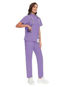 外科手术服 女护士服 上衣 裤装套装 手术服 临床手术服 美容院 水疗中心 医院 工作服 春季套装 - 淡紫色 - 查看 6