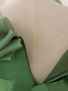 Young Girls Applique Mesh Satin Elegant Train Party Dress Suitable For Prom, Without Headband - Green - View 10
