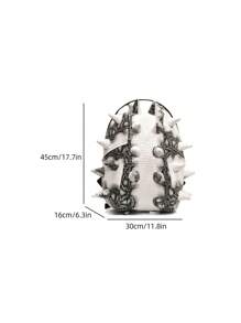 时尚皮革 3D 刺猬背包，学生和爱好者背包，独特设计，多功能，大容量旅行背包，时尚背包 - 彩色 - 查看 8