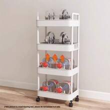 1pc 2/3/4 Floor Household Multi-Layer Trolley Storage Rack, Kitchen, Living Room, Bedroom, Multi-Layer Trolley Storage Rack, Mobile Storage Rack, Trolley, Cosmetics, Bedroom Bookshelf, Living Room Snacks, Multi-Layer Storage Rack, Suitable For Home Storage And Outdoor Camping Storage All Year Round. - Multicolor - View 7