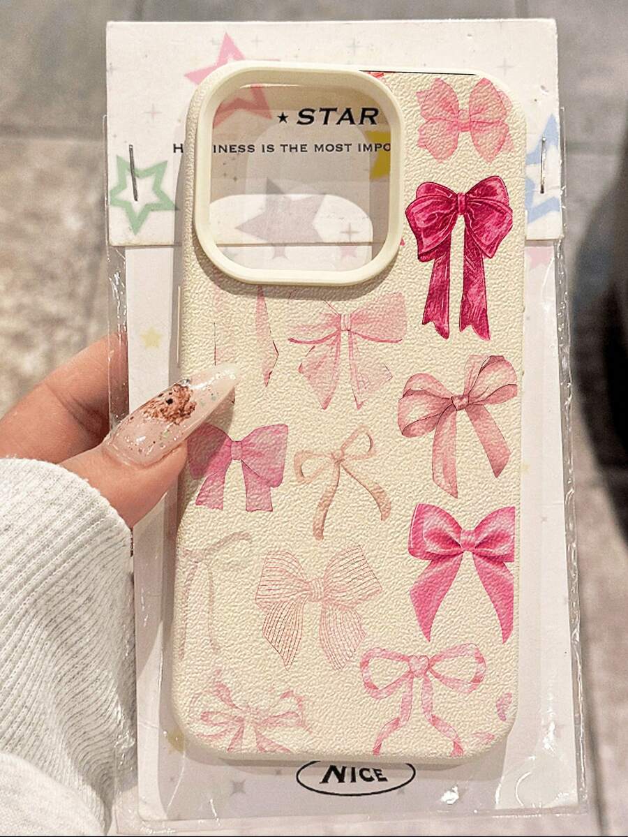 Ốp lưng điện thoại mềm mại, chống sốc, chống trượt, họa tiết nơ cổ điển dễ thương, chất liệu vải thiều, tương thích với điện thoại Apple, phiên bản quốc tế, không phải phiên bản nội địa. - Nhiều màu - Xem 1