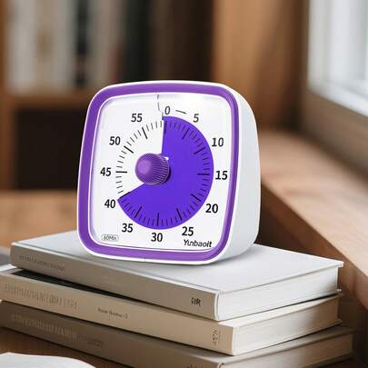 Yunbaoit Đồng hồ hẹn giờ 60 phút có đèn ngủ, phù hợp với mọi người dùng, lý tưởng cho gia đình, lớp học, nhà bếp như một bộ hẹn giờ im lặng, màu tím.