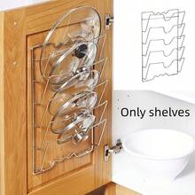 2pcs 5-Layer Pot Lid Rack, Multi-Functional Pot Lid Rack Wall-Mounted Storage Rack, Chopping Board Storage Rack, Kitchen Accessory