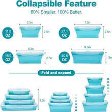 Collapsible Silicone Food Storage Container, Leftover Meal Box For Kitchen, Bento Lunch Boxeree, Microwave, Dishwasher And Fre Safe. Foldable Design Saves Your Space - Picture Color - View 6