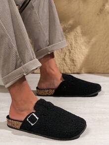 Sandal Slip-On, Tali Gesper yang Dapat Diatur, Sol PVC Peredam Guncangan, Nyaman untuk Pemakaian Kasual di Dalam/Luar Ruangan, Cocok untuk Pria, Alas Kaki yang Nyaman, Desain Minimalis, Tersedia dalam Versi Musim Gugur/Dingin dengan Lapisan Termal dan Versi Sepanjang Musim Tanpa Lapisan - Hitam - View 4