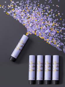 1/5pcs Confetti Poppers,Colorful Confetti Handheld Twist Gift Flower Tubes,Graduation Party Confetti,Wedding Party, Mother's Day,Graduation Decorations,Gender Reveal Decorations,Birthday Decoration,Party Favors,Room Decorhome Decor (Do Not Aim The Launch Tube At People Or Objects) - Purple - View 4