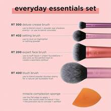 Everyday Essentials, Set de Brochas de Maquillaje con Esponja Multifuncional, Kit de Accesorios Esenciales, Juego de Brochas para Maquillar Ojos, Mejillas y Rostro, 5 piezas - Set de Brochas - Ver 4